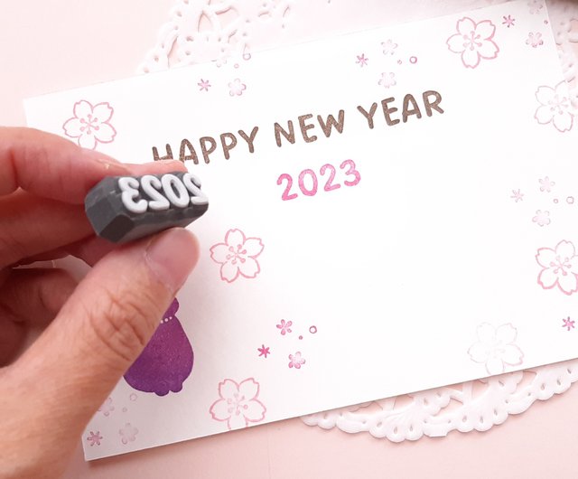 HAPPY NEW YEAR消しゴムはんこセット 年賀状 2023 文字 - ショップ