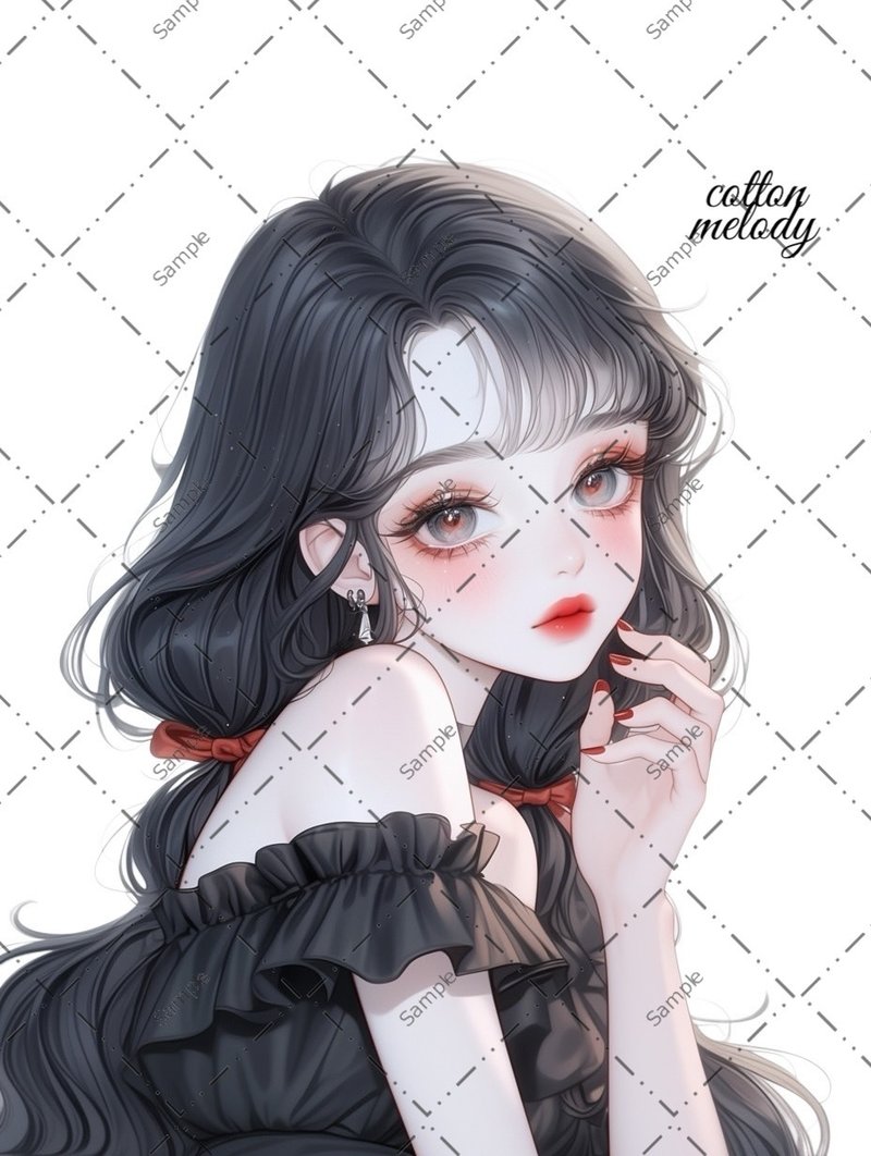 original sticker no.1551 人物ステッカー オリジナルステッカー 人物ステッカー 女の子ステッカー オリジナル人物ステッカー - 貼紙 - 紙 
