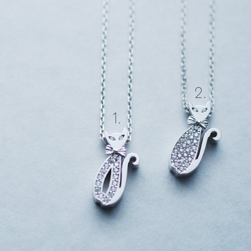 cloud-jewelry 特価販売・數量限定) 選べる リボン 貓 ネックレス シルバー925