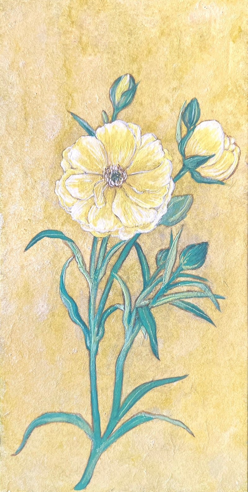 Mica and Flowers-Japanese Pigment Paste Painting - วาดภาพ/ศิลปะการเขียน - วัสดุอื่นๆ 