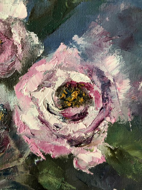 花の油絵 オリジナルの花の絵 - ショップ ArtLolitaRos ポスター