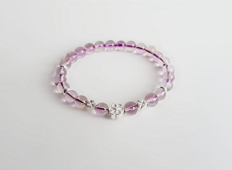 Gem Series ‧ lucky around natural ore lavender 925 sterling silver bracelet - Bracelets - Gemstone Purple