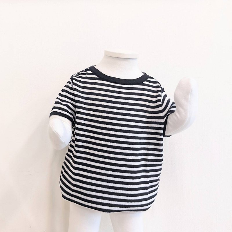 TiDi black and white striped cotton top - อื่นๆ - ผ้าฝ้าย/ผ้าลินิน สีดำ