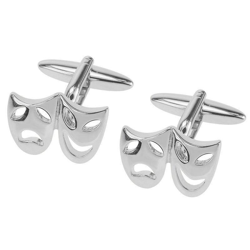 Happy & Sad Face Cufflinks - Cuff Links - Other Metals Silver