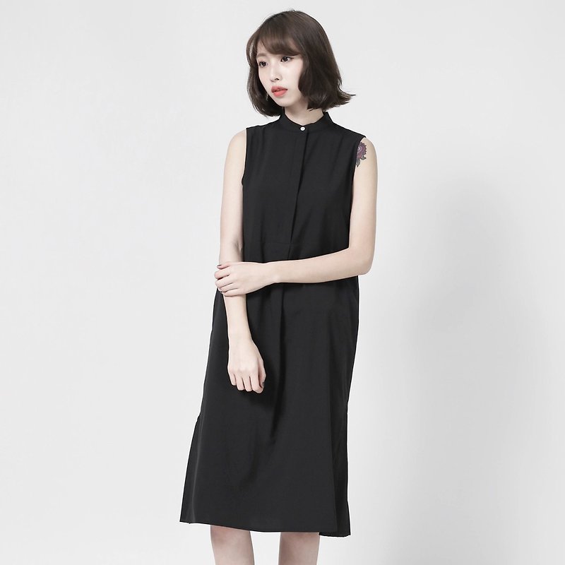 [Classic original] Experiment experimenter sleeveless dress _CLD013_ lonely black - One Piece Dresses - Cotton & Hemp Black