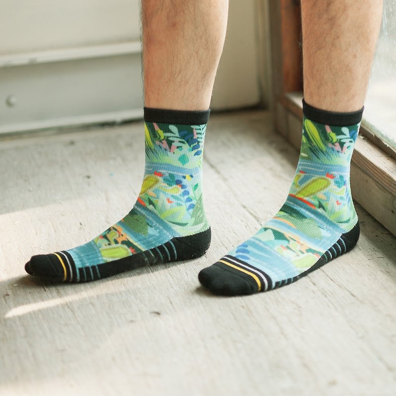 [Xiaochuang socks] Small garden cactus plant socks forest potted hiking socks sports socks green - Socks - Cotton & Hemp Green