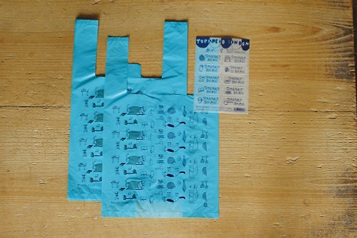 Qmono紙趣文房具 倉敷意匠 TORANEKO BONBON 塑膠袋+貼紙【M 藍色 (99217-02)】