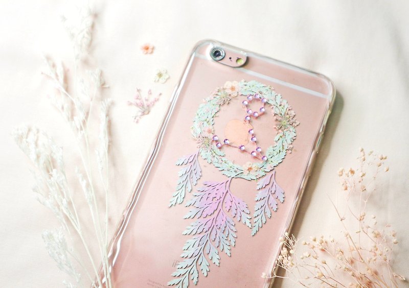 Pisces Pressed Flower Dreamcatcher Phone Case | 12 Zodiac - Phone Cases - Plants & Flowers Pink