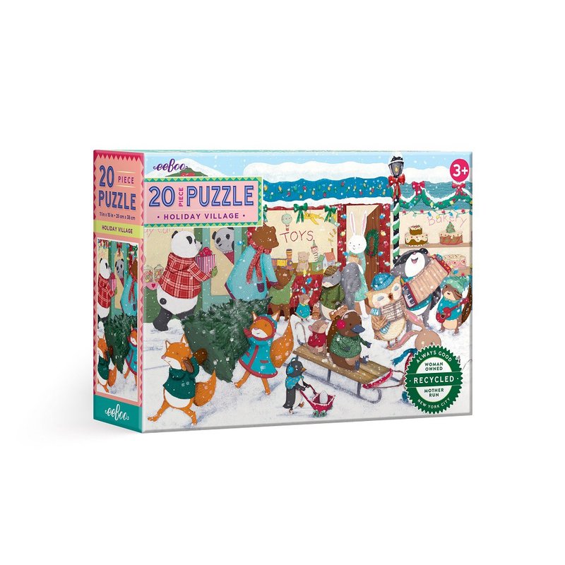 eeBoo 20 Piece Puzzle- Holiday Village (Christmas) Holiday Village 20 Piece - เกมปริศนา - กระดาษ หลากหลายสี