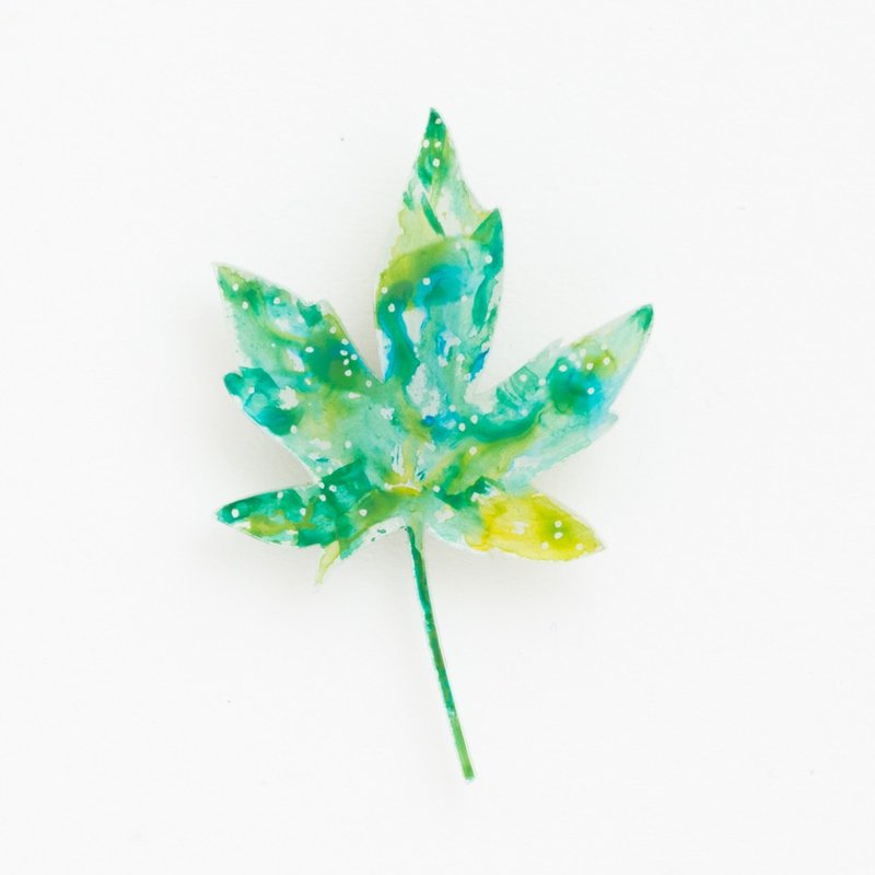 Copy picture brooch [leaf] - เข็มกลัด - อะคริลิค สีเขียว