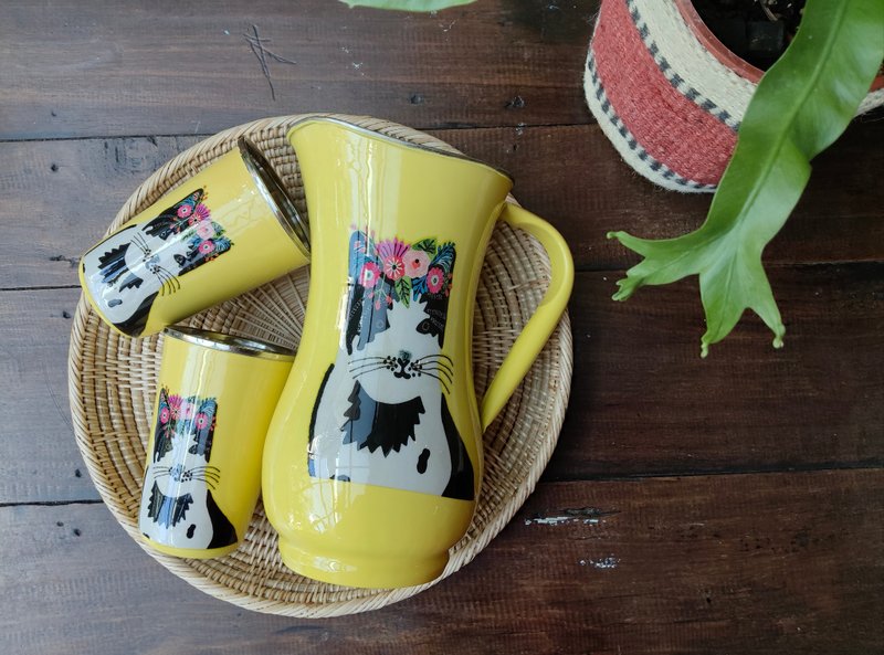 琺瑯茶壺杯-貓咪 - 茶壺/茶杯/茶具 - 不鏽鋼 