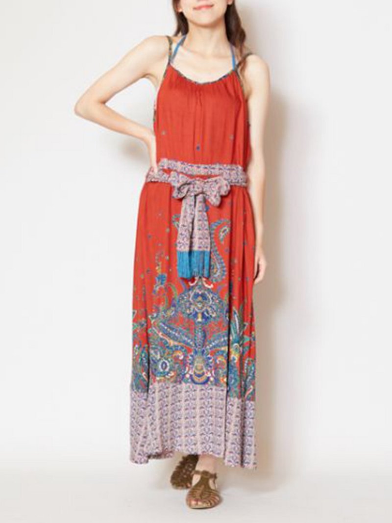 Pre-order Chinese National Totem Sleeveless Dress IAC-8256 - One Piece Dresses - Other Materials Multicolor