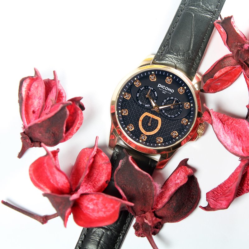 【PICONO】編織三眼多功能系列手錶 / BK-4001 - 女錶 - 其他金屬 黑色