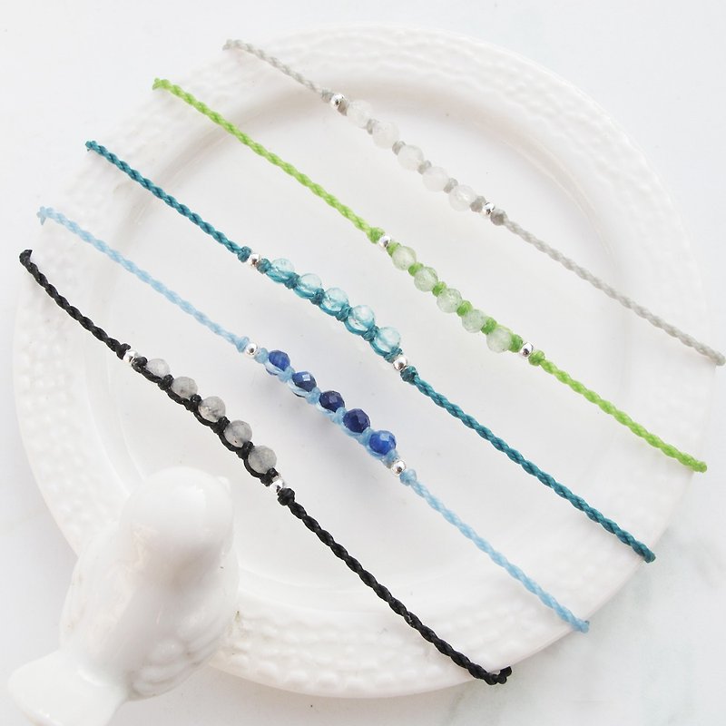 [Crystal Wax rope series] Continuous 1 | Small crystal positive energy ultra-thin Wax rope bracelet | - Bracelets - Crystal Multicolor