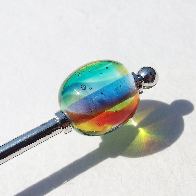 【Rainbow】【Special】Rainbow Glass (Rainbow) Kanzashi【Made-to-Order】 - เครื่องประดับผม - แก้ว หลากหลายสี