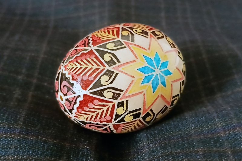 Star Lake Pattern Ukrainian Easter Eggs Real Chicken Pysanka Art Handmade Decor - 擺飾/家飾品 - 其他材質 多色