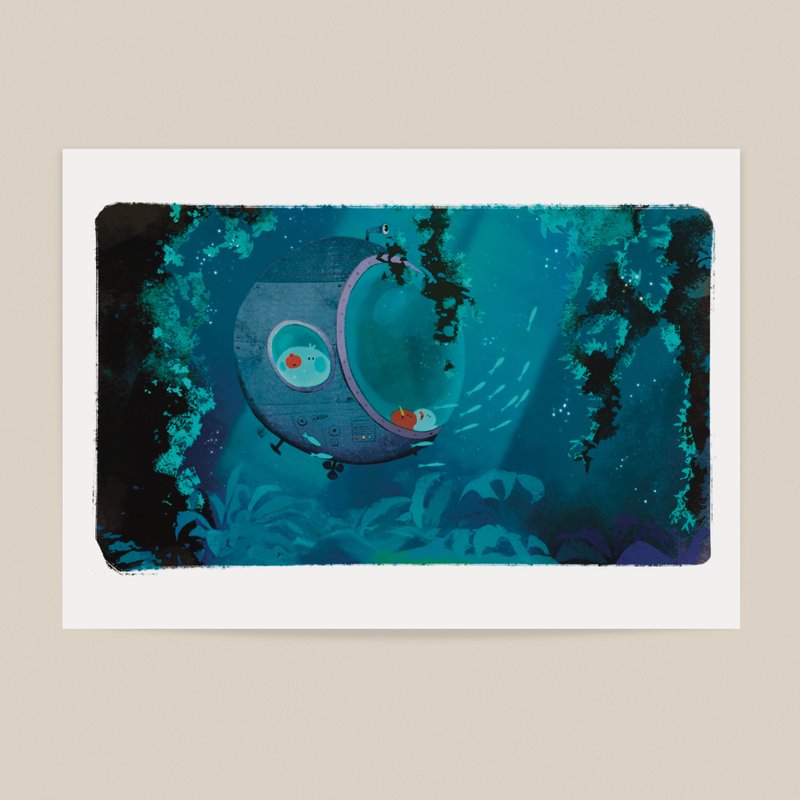 海底探險 / B5插畫海報 - 海報/掛畫/掛布 - 棉．麻 橘色