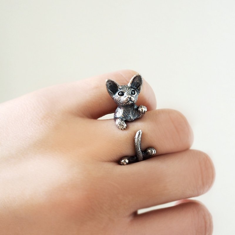 デボンレックス 猫リング - 戒指 - 純銀 銀色