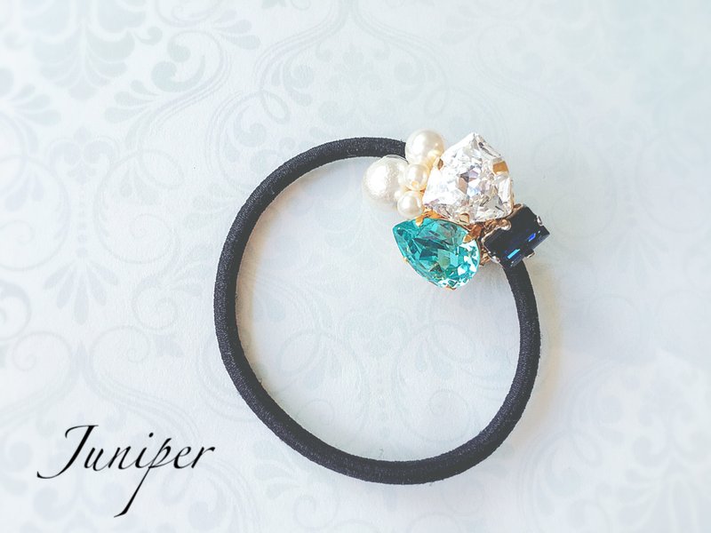 ターコイズクリスタルのビジューヘアゴム - 髮夾/髮圈 - 水晶 藍色