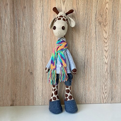 Anelle Toys Giraffe soft doll, Giraffe fabric toy, Giraffe birthday gift, Best friend gift