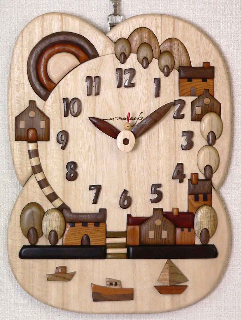 Clock Provence A city with a view of the sea - Clocks - Wood Gold