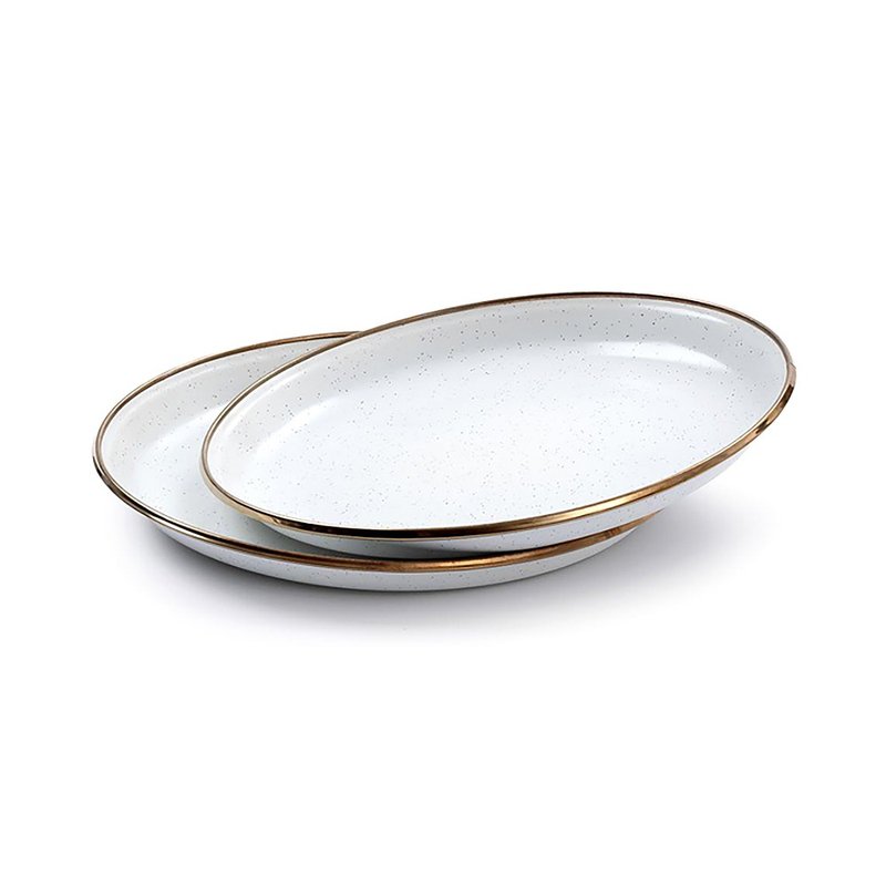 [Two in one set] Barebones enamel salad plate set CKW-392 / eggshell white - ชุดเดินป่า - โลหะ ขาว