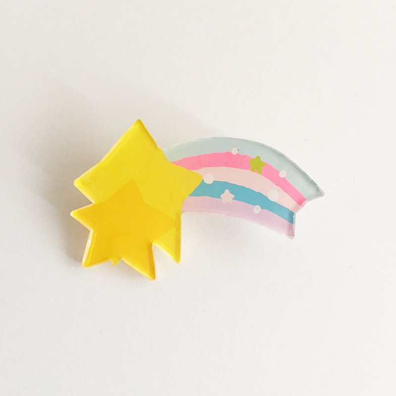 Yellow and yellow shooting star Pavan brooch - Brooches - Plastic Yellow