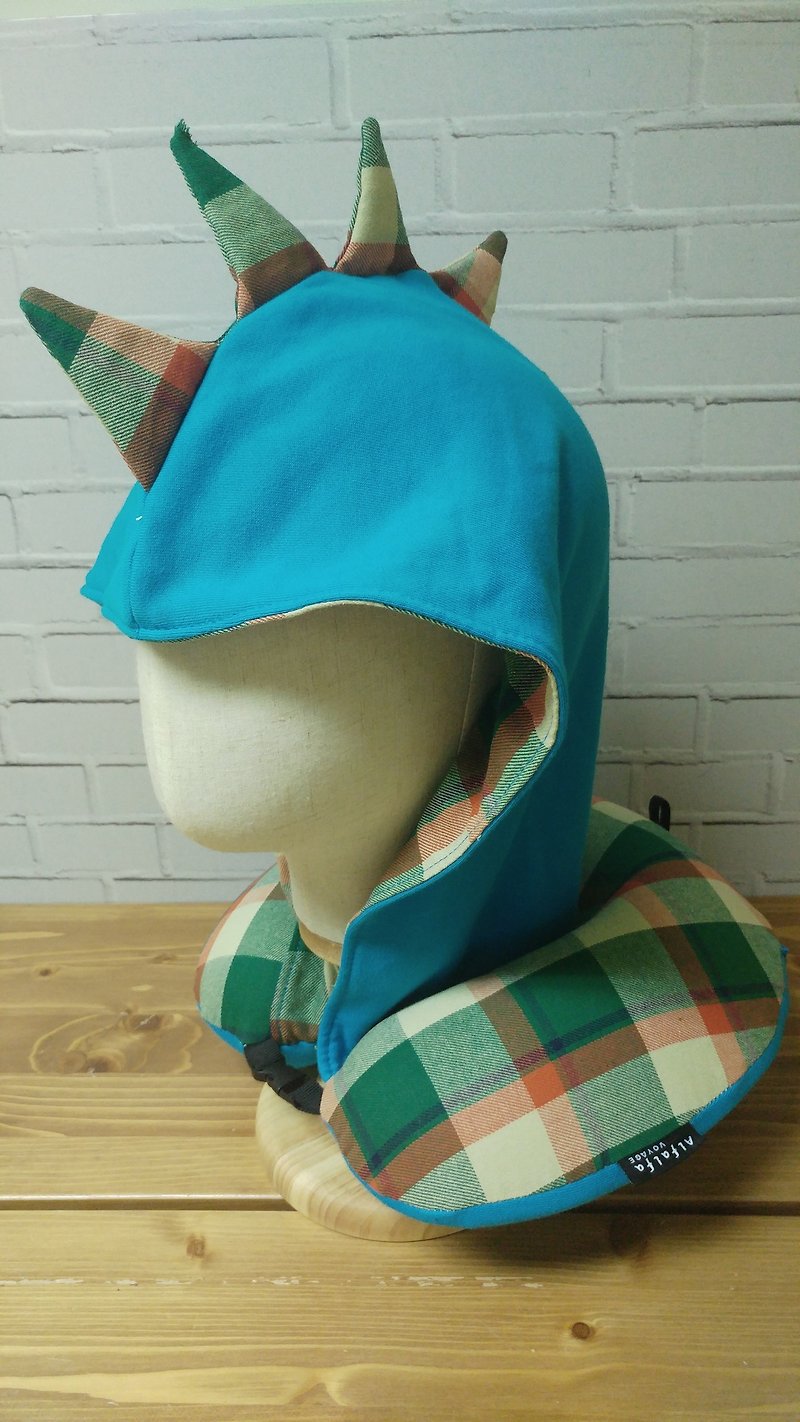 Ani-Hoodie Dino Memory Foam Neck Cushion - หมวก - ผ้าฝ้าย/ผ้าลินิน สีเขียว