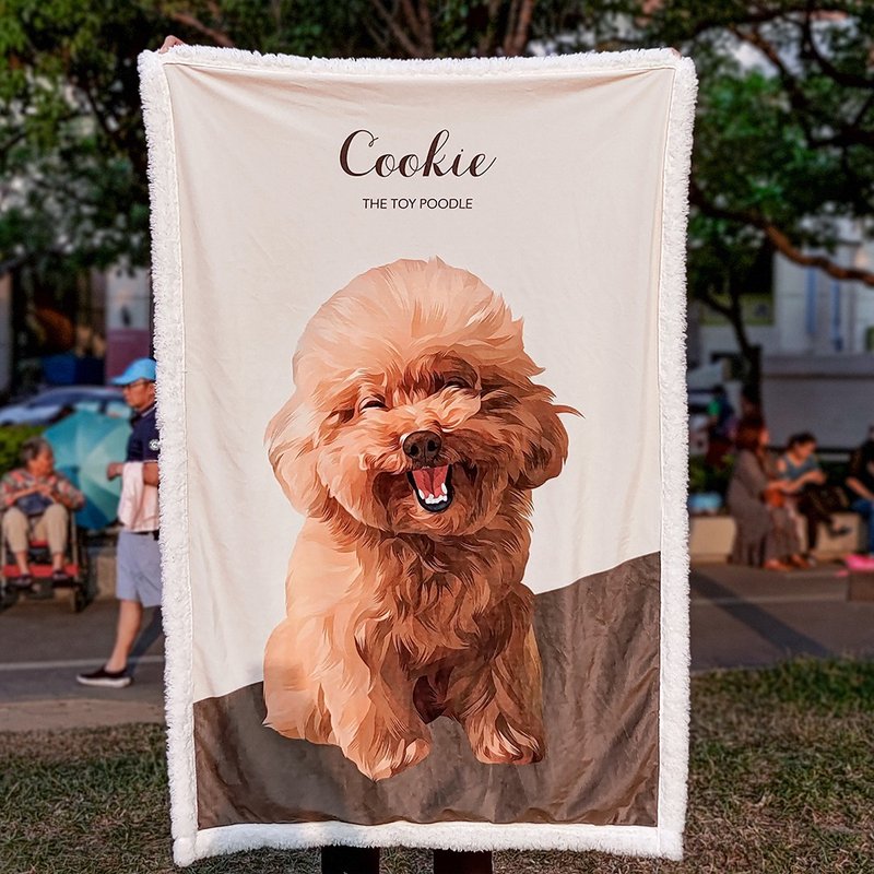 Pets and portraits high-definition printed and dyed lambswool blanket (half body, full body) - ผ้าห่ม - วัสดุอื่นๆ 