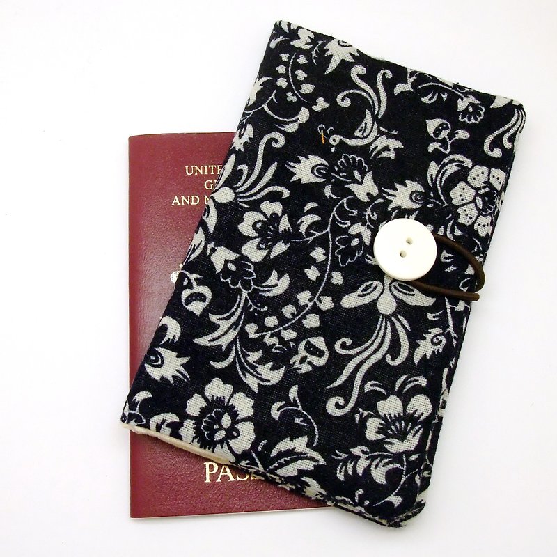 パスポートクロスカバー、保護カバー、パスポートホルダー（PC-7） - パスポートケース - コットン・麻 ブラック