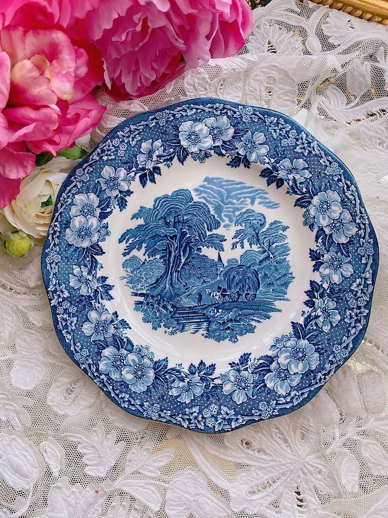英國Wedgwood1930年沽藍系列蛋糕盤點心盤水果盤瓷盤餐盤庫存品 - 盤子/餐盤/盤架 - 瓷 藍色