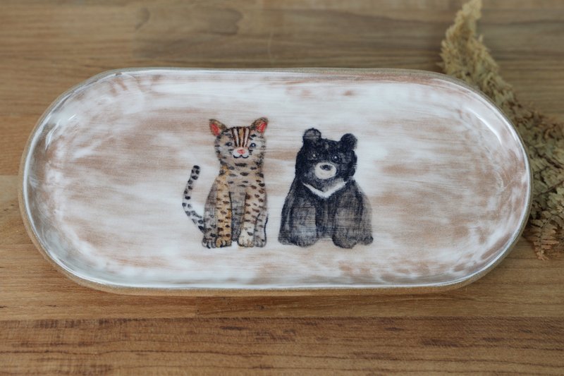 Bear and Tiger Plate - จานและถาด - ดินเผา 