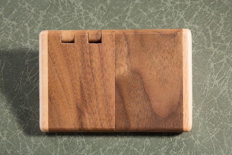 手作りの名刺の木箱 - カードスタンド - 木製 ブラウン