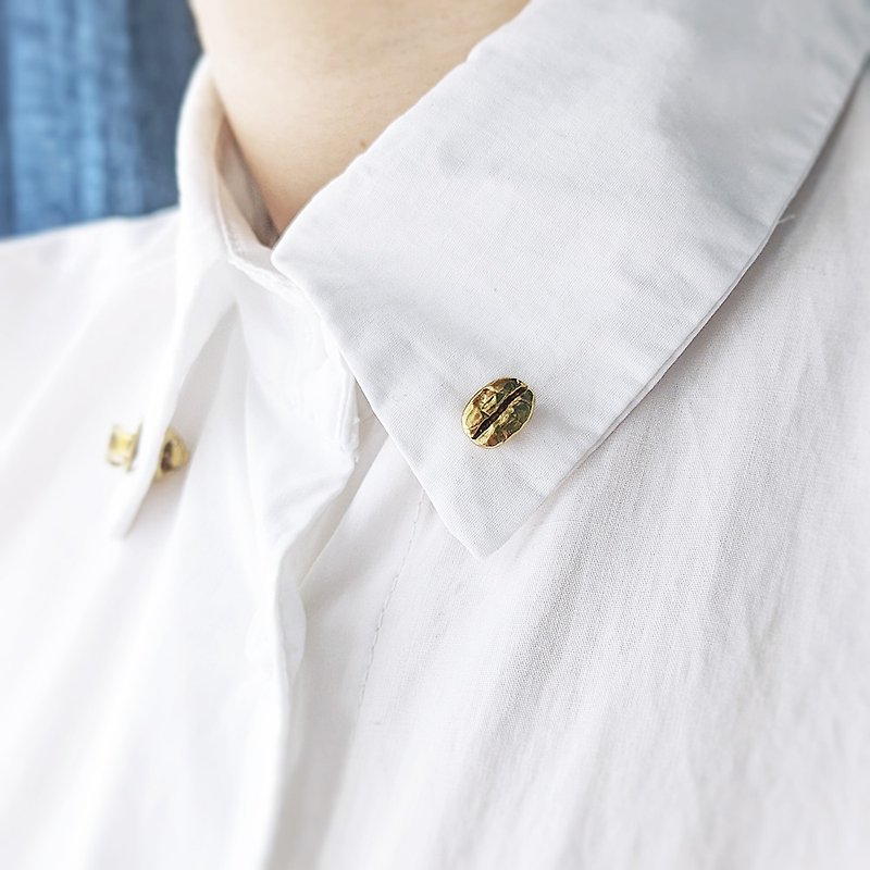 [Transfer] Coffee Bean Bronze Horse Nail - Single - Pin Badge Brooch Collar Button - เข็มกลัด/พิน - ทองแดงทองเหลือง สีทอง
