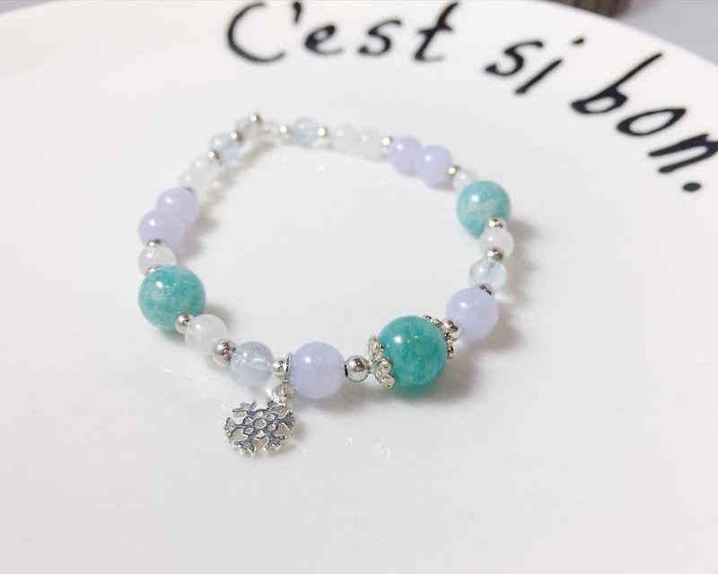 MH sterling silver natural stone custom series _ Tranquil Lake _ 河河石 - Bracelets - Gemstone Green