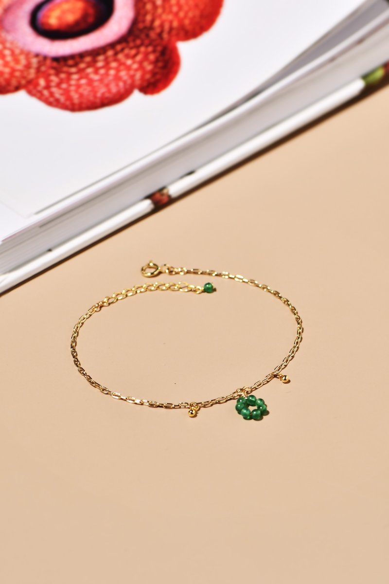 【JIEGEM】Scallion Pote Bracelet / Green Agate - Bracelets - Gemstone Green