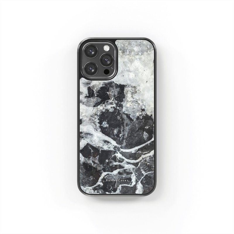 Eco-Friendly Recycled Materials Shockproof Phone Case Black & White Marble - เคส/ซองมือถือ - วัสดุอีโค สีดำ