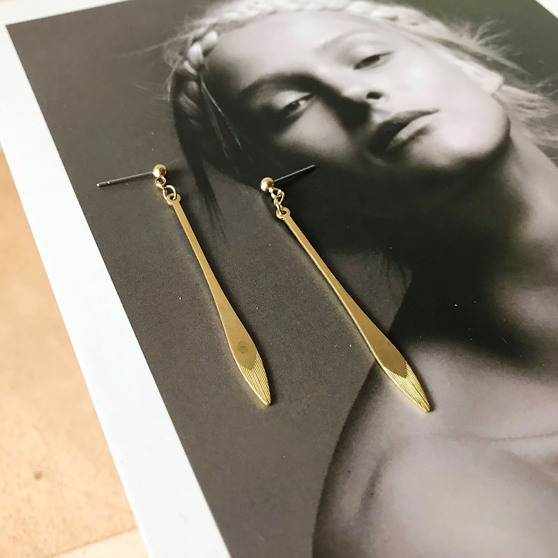 _ Classical Bronze earrings (folder can be changed) - ต่างหู - ทองแดงทองเหลือง สีทอง