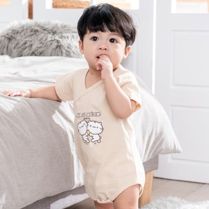 Gemini Majimeow microcosm Babysuit Gift Box - ชุดทั้งตัว - ผ้าฝ้าย/ผ้าลินิน สีกากี