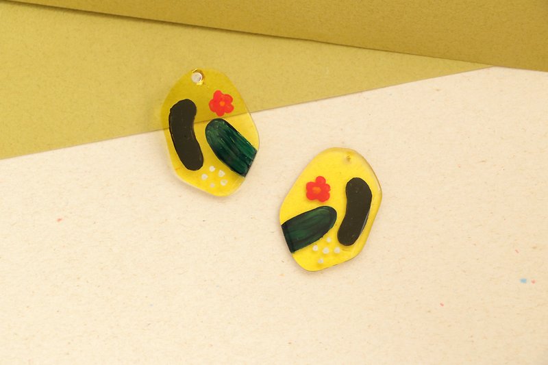 Hsin Hsiu Yao Illustration Earrings - Yellow - Earrings & Clip-ons - Resin Orange