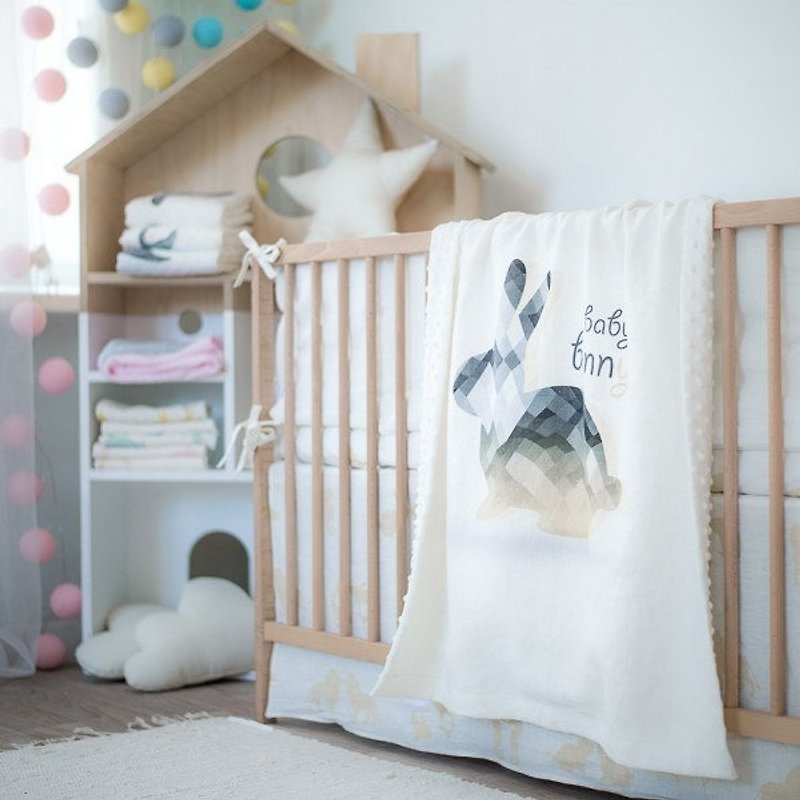 Linen quilt with bunny print - 被/毛毯 - 棉．麻 