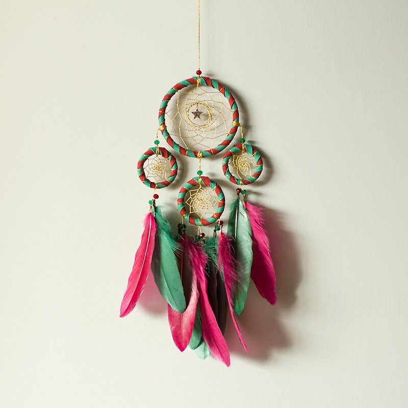 Christmas limited edition - 4-ring dream catcher - two colors (red and green) - handmade DIY gift exchange - Other - Other Materials 