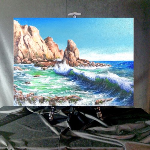 油絵 風景画 絵画 海の絵の通販 by ☆ハッピーカラー☆｜ラクマ