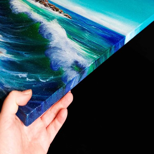 油絵 絵画 【海の風景】 海の風景油絵 海の油絵 海のアートワーク 風景画 オリジナル