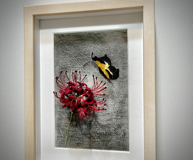 赤いスパイダーリリーバナの花曼珠沙華かぎ針編み立体花の絵画家