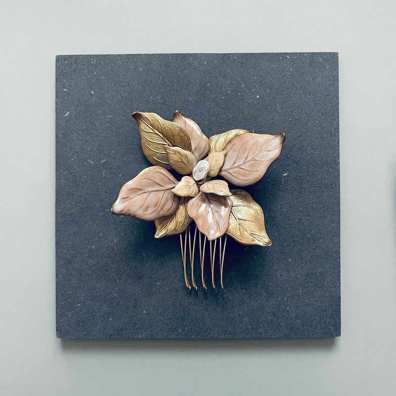 Nuance color leaf hair comb - เครื่องประดับผม - ทองแดงทองเหลือง สีทอง