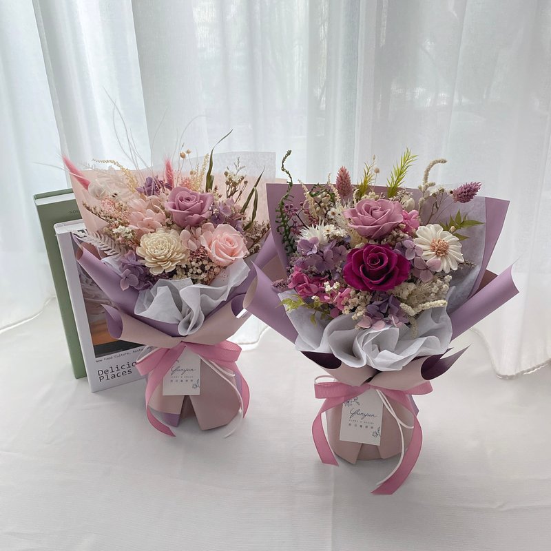 YUNYUN【Pink and Purple】Preserved Flowers & Dried Flowers Bouquet/M size - Dried Flowers & Bouquets - Plants & Flowers Purple