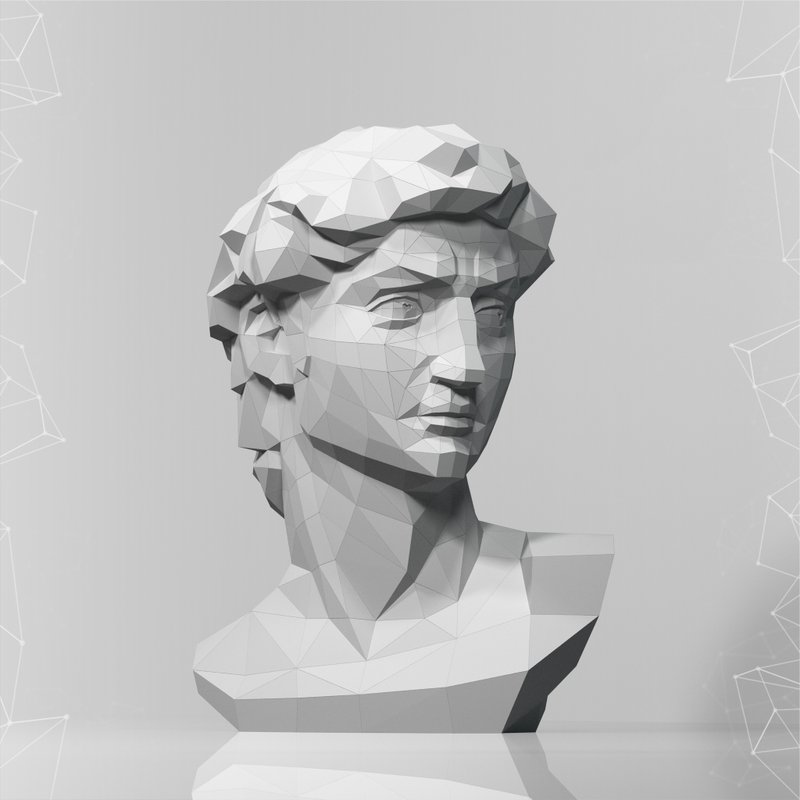 Bust of David (750 mm) Papercraft, Pdf, Gurko, Pepakura, Template, 3D Origami - 手工藝教學/工具書 - 其他材質 