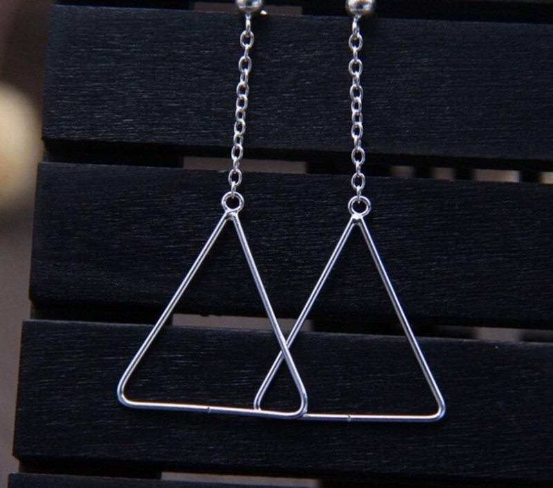 Real 925 Sterling Silver Simple Fashion Geometric Drop Earrings for Women - ต่างหู - เงินแท้ สีเงิน