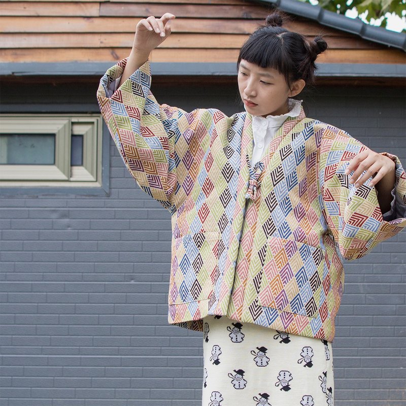 半纏式日式和服 羽織道袍外套/棉服 無性別穿搭 - 女上衣/長袖上衣 - 其他材質 多色